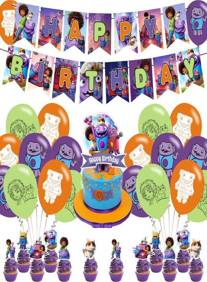 karg Home Movie Birthday Party Decorations,Cartoon Adventure Home Movie Theme Party Supplies for Kids Adults with Happy Birthday Banner Cake Topper Cupcake Toppers Balloons - Image 1